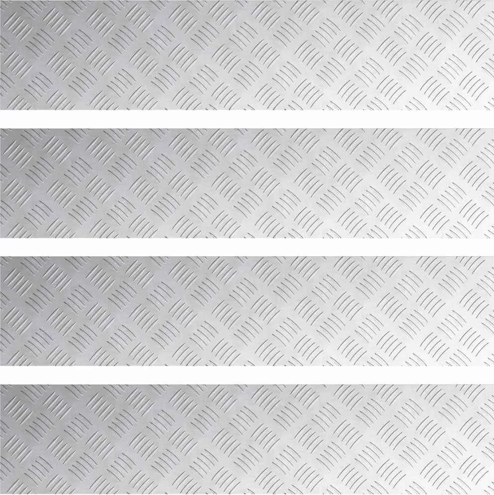 vidaXL Lépcsőfok Négyszögletes 4 pcs Ezüst 90 x 20 cm Alumínium