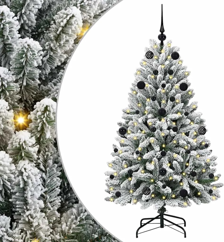 vidaXL Mű karácsonyfa 150 LED-del Zöld és Fehér 150 cm PVC és fém