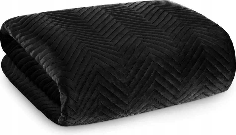 Elegáns bársony ágytakaró fekete steppelt 220X240