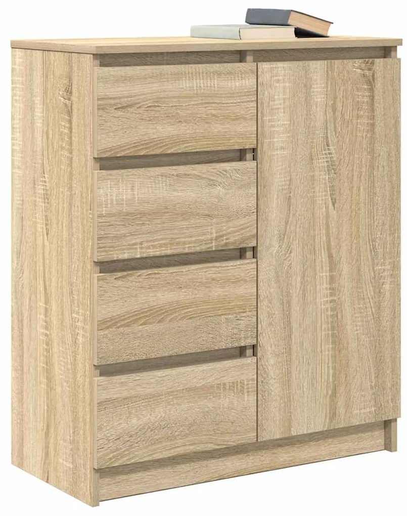 sonoma tölgy szerelt fa tálalószekrény fiókos 71x35x84 cm