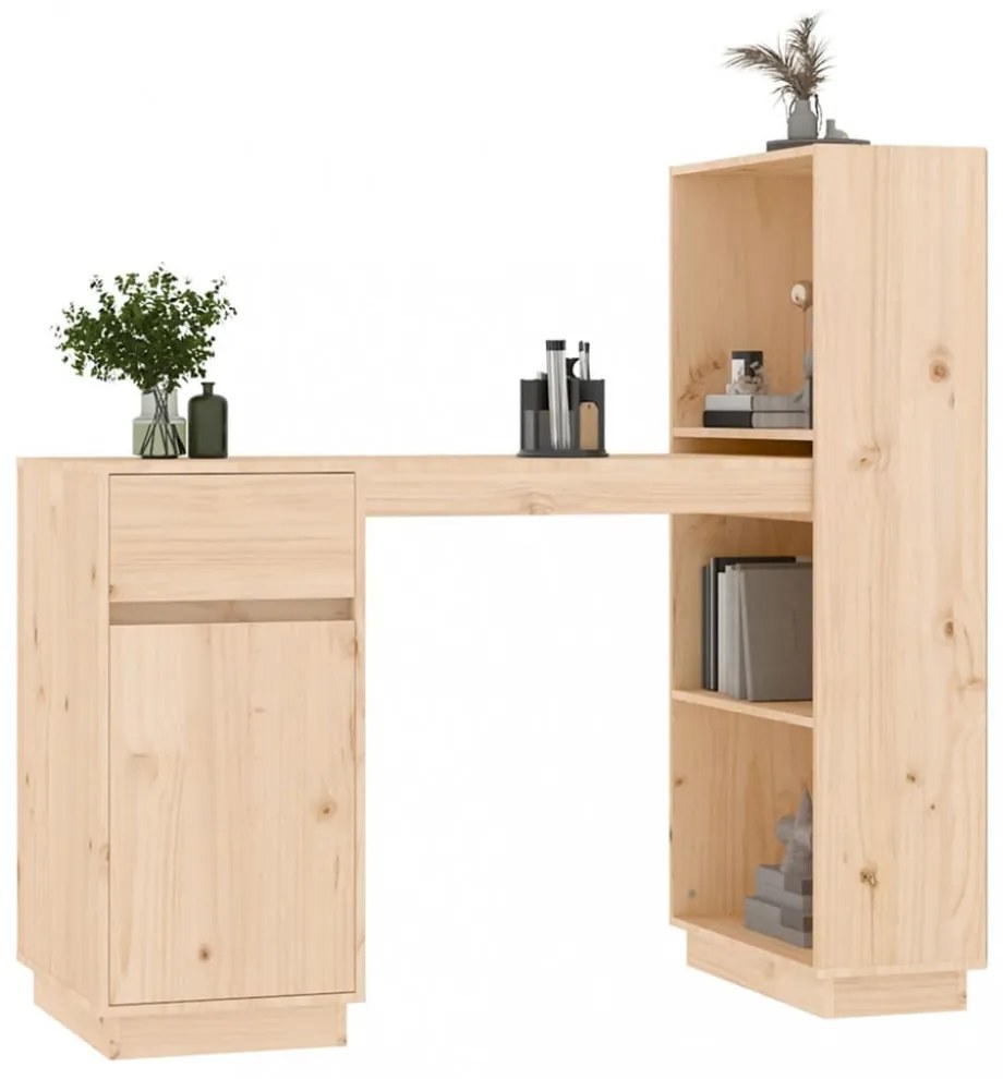 tömör fenyőfa íróasztal 110x53x117 cm