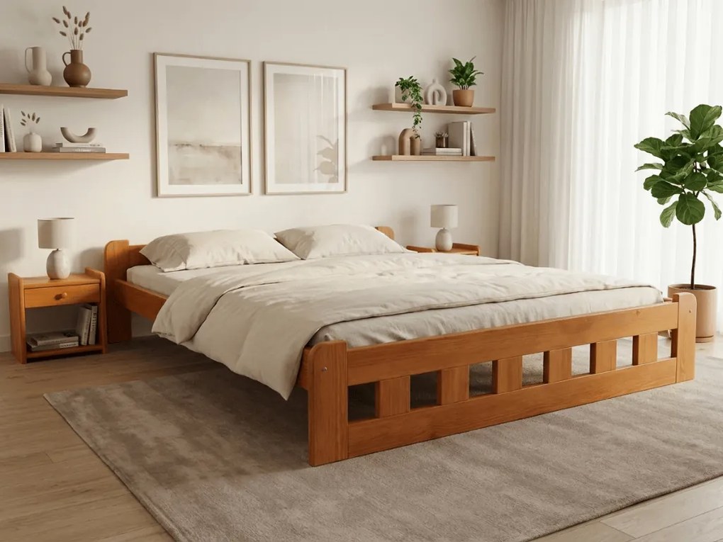 Naomi magasított ágy 160x200 cm, égerfa Ágyrács: Ágyrács nélkül, Matrac: Deluxe 10 cm matrac