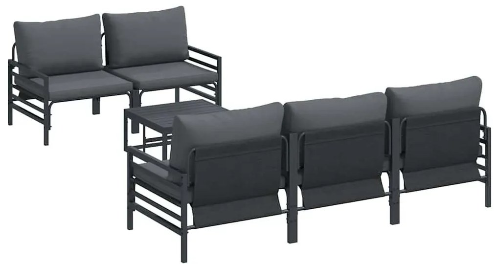 Kerti Kanapé Szett párnával 6 pcs Antracitszürke Acél &amp; szövet