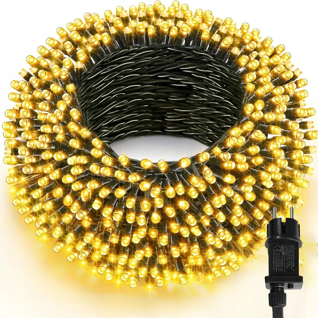 Karácsonyfa Fényfüzér 600 Led 100 M Meleg Fehér 8 Üzemmód