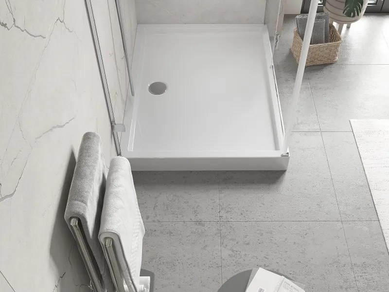 Mexen Flow+ téglalap alakú zuhanytálca 80 x 70 cm, fényes fehér - 46R107080H