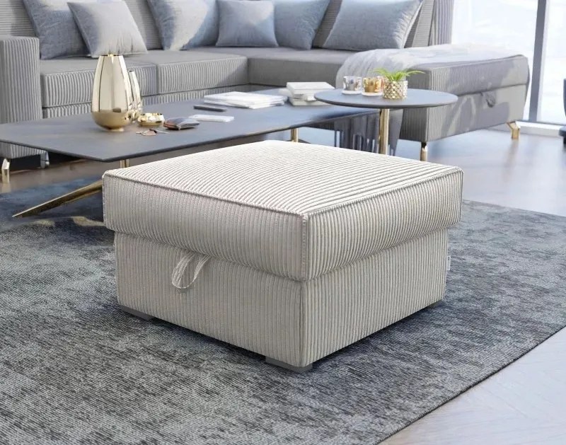 Világosbézs puff SMART COSARO tárolóval 65x65 cm