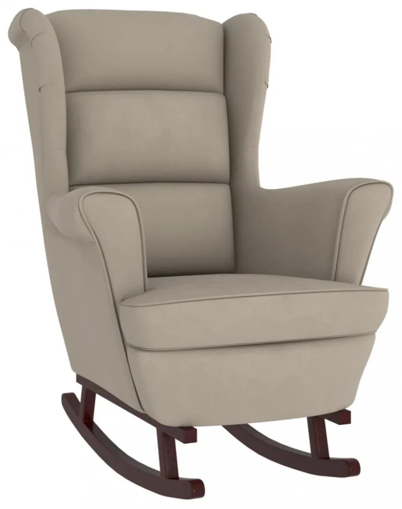 hintaszék, világosszürke bársony és tömörfa háttámlával