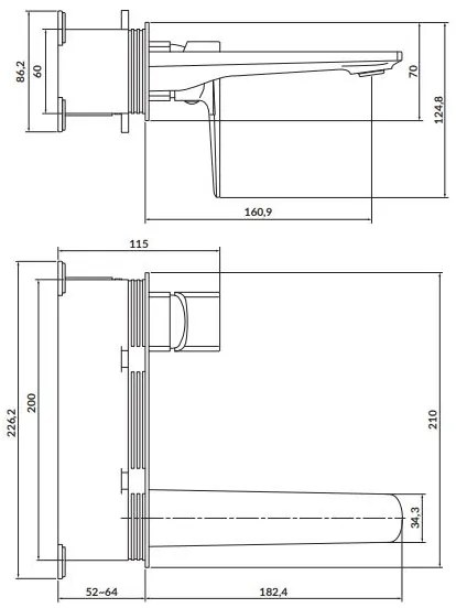 Cersanit S951-386-Mosdócsap rejtett beépítéshez LARGA fényezett króm