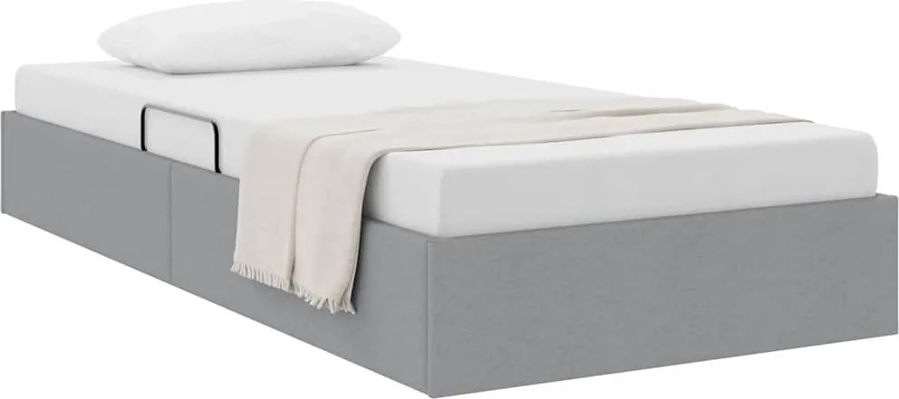 vidaXL Tárolós Ágy fejtámlával Világosszürke 90 x 190 cm szövet