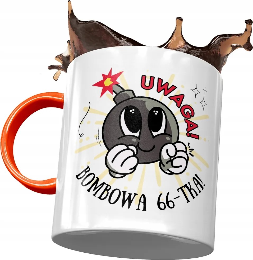 Narancssárga bögre Születésnapra 66 66-es 66-os, fényképes nyomattal