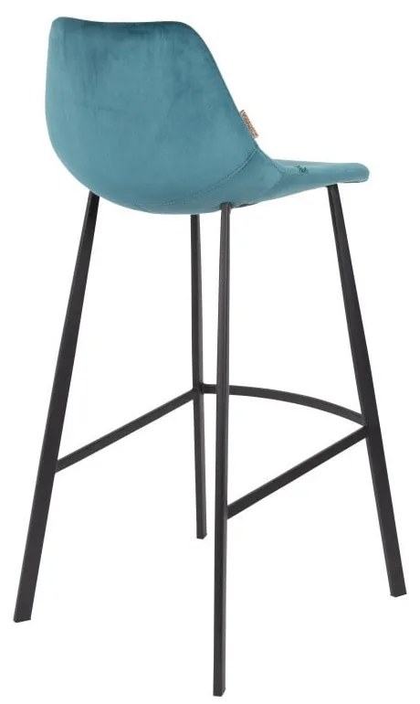 2 db-os petróleumkék bárszék szett bársony kárpittal, magasság 106 cm - Dutchbone