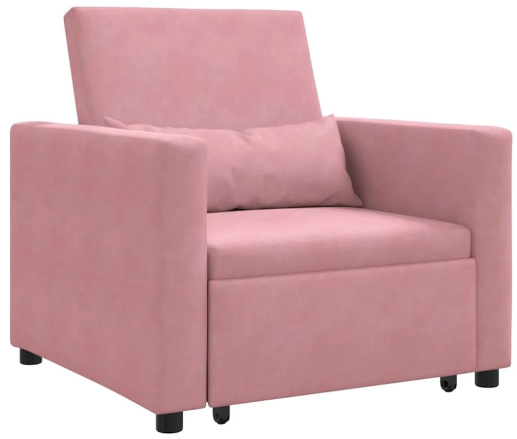 Egyszemélyes kanapéágy light pink 90 x 165 x 87 cm Bársony