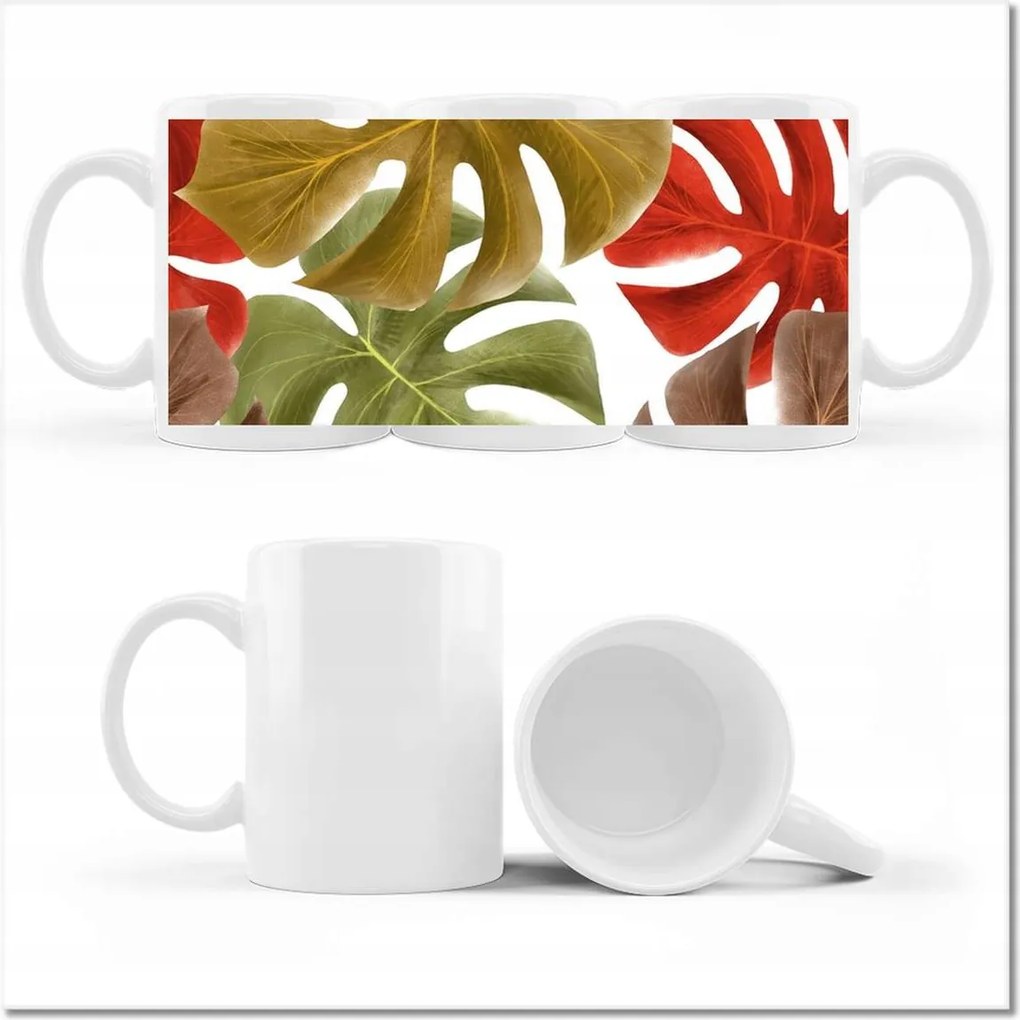 Őszi Monstera Levelek fényképes bögre