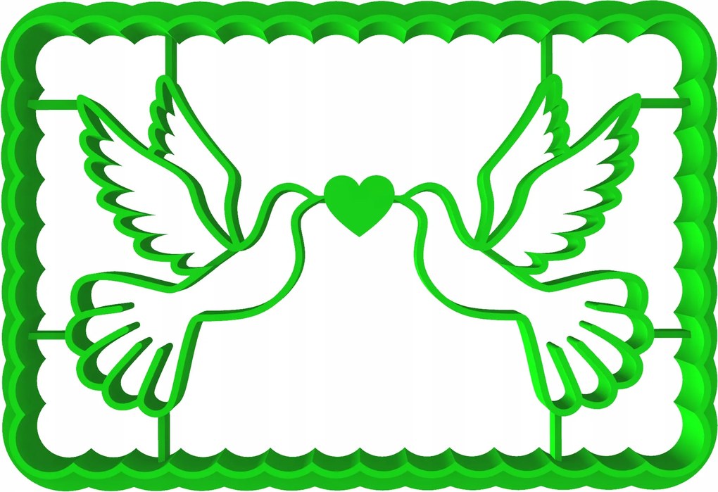 Prémium Mézeskalács lyukasztó Valentin Nap Szív Galambok 8cm