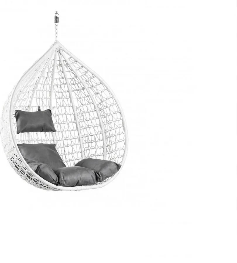 Fehér függőszék KOKON állvány nélkül, szürke párna