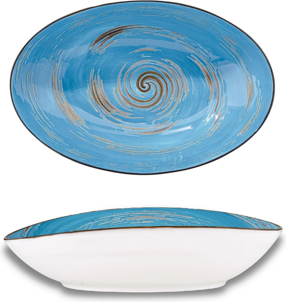 Salátatál Saláta tálaló Ovális porcelán kék Wilmax 30*19,5*7 cm
