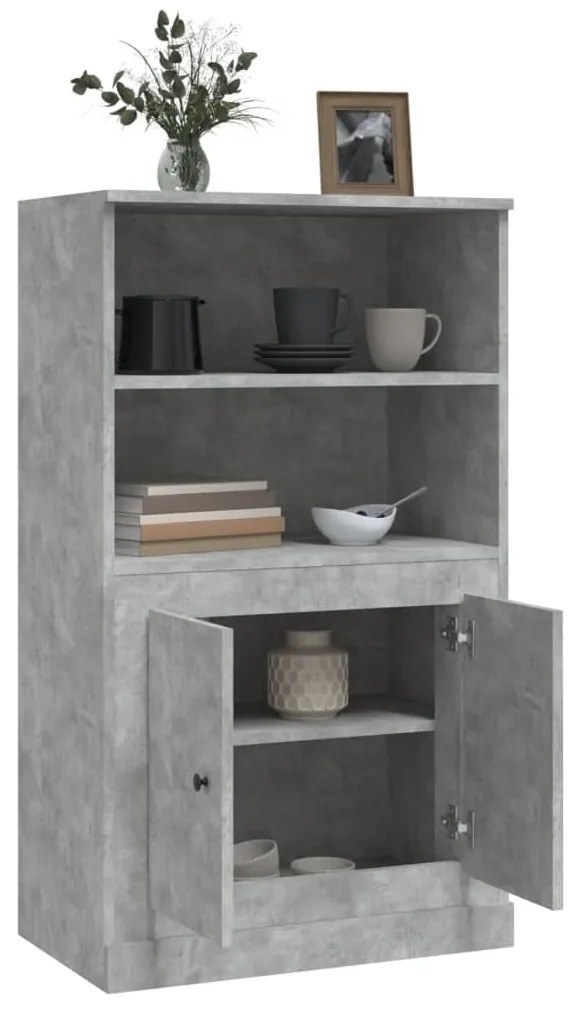 betonszürke szerelt fa magasszekrény 60x35,5x103,5 cm