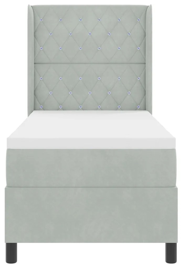 Boxspring Ágy Matrac Nappali Szürke 80x200 cm Bársony