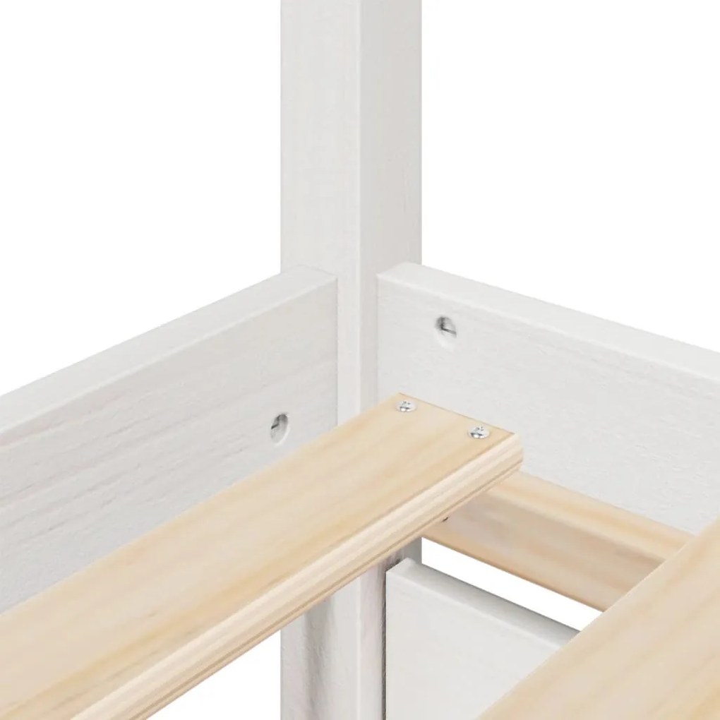 vidaXL fehér tömör fenyőfa ágy fiókokkal és matraccal 100 x 200 cm