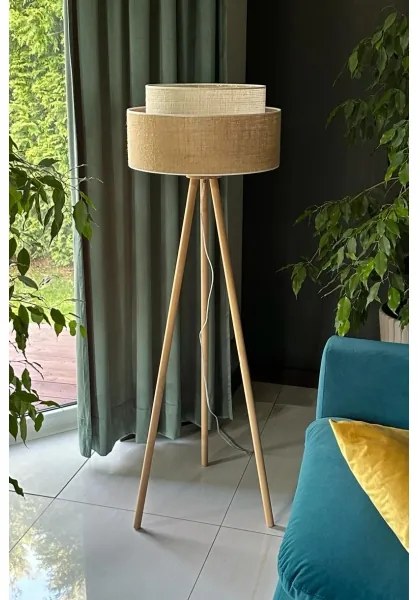 Duolla - Állólámpa YUTE BOHO 1xE27/15W/230V átm. 45 cm barna/krémes