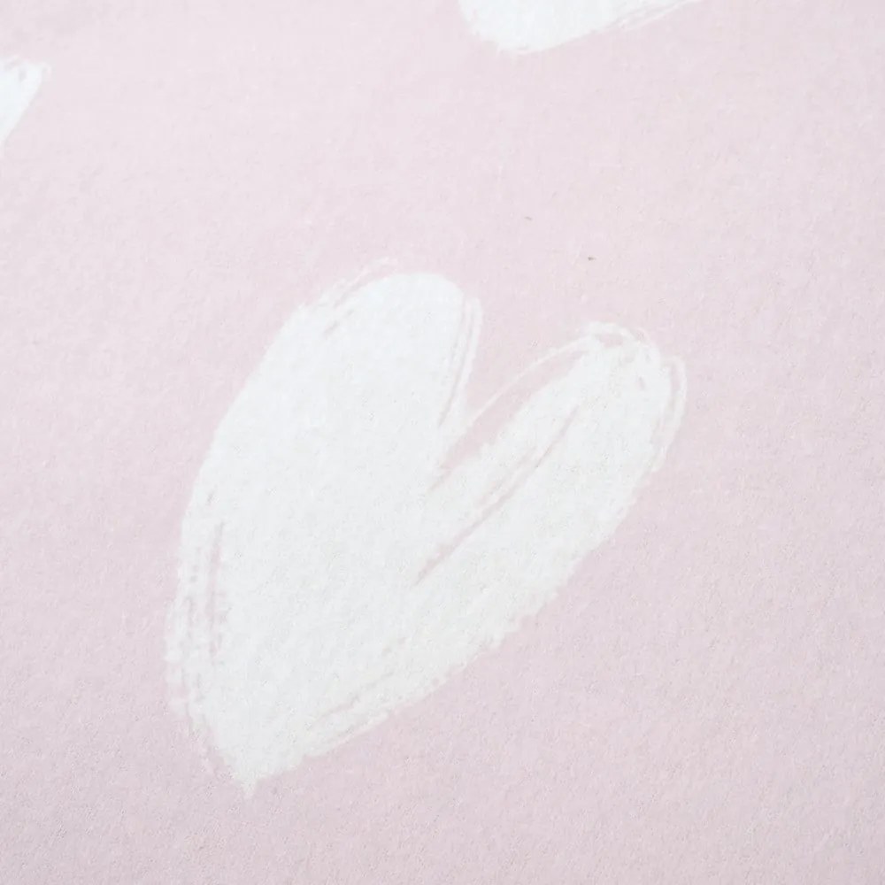 Rózsaszín gumis kétszemélyes flanel gyerek lepedő 135x190 cm Hearts – Catherine Lansfield