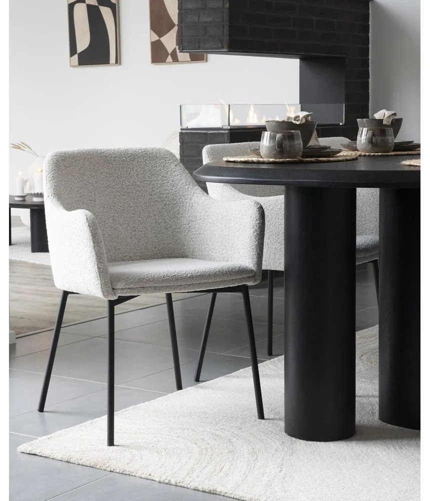 Fehér kárpitozott karfás étkezőfotel Melilla – House Nordic