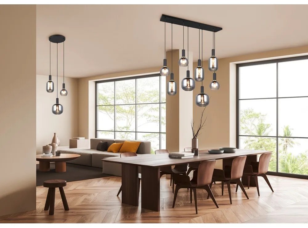 Fekete függőlámpa üveg búrával Diva – Trio