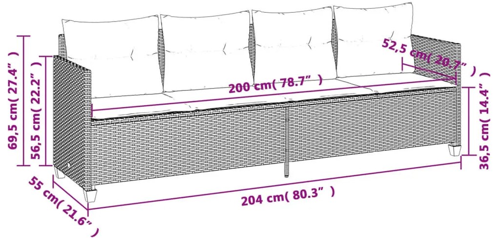 világosszürke polyrattan napozóágy párnával
