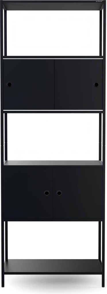 Iratrendező polc zárható szekrénnyel, irodai, nyitott polcok, fém fekete, 800x2200x400 mm: ARIEL
