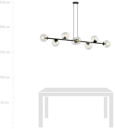 Csillár zsinóron ROSSI 8xE14/10W/230V fekete/átlátszó