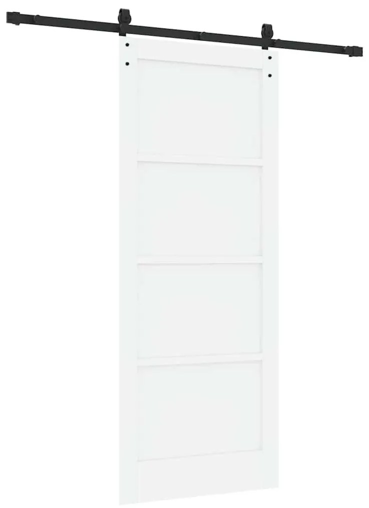 Csúszó Ajtó Fehér és fekete 83 x 202 cm Tömör fenyő és acél