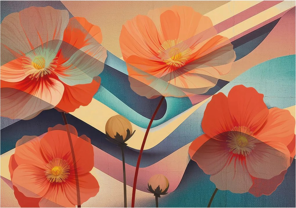 Flizelin tapéta Divatos 3D fali ragasztóval Érzékek virágai 208x146 Ragasztó