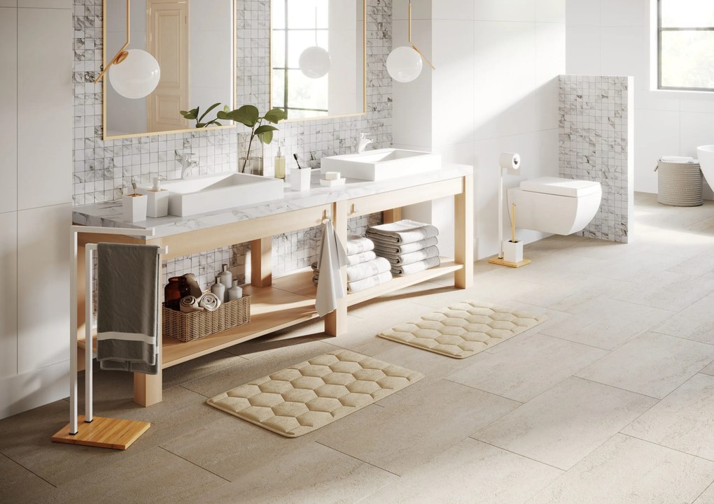 BISK Erga Pure, álló szappanadagoló, fehér matt-barna, ERG-06575