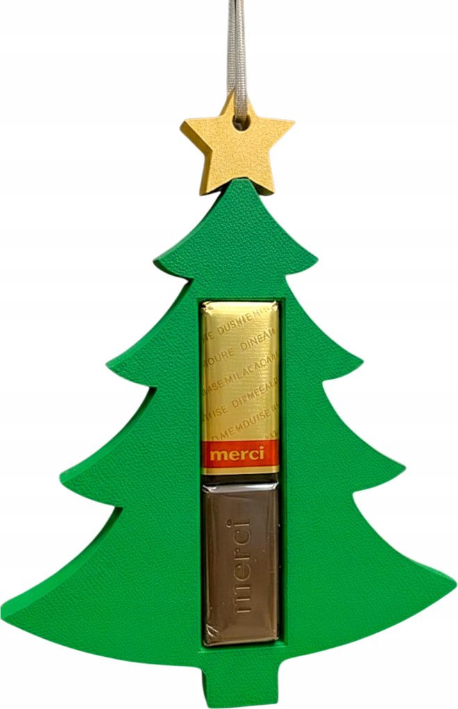 Karácsonyfa medál karácsonyi dekoráció asztalra karácsonyfa csokoládé Merci