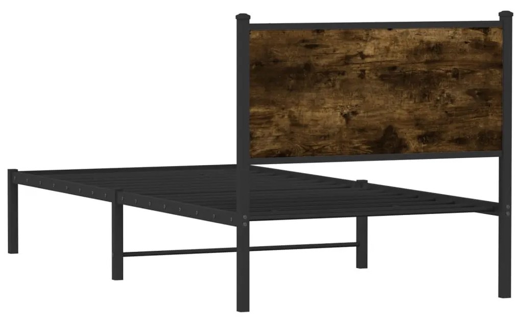 füstös tölgy színű fém ágykeret matrac nélkül 80 x 200 cm