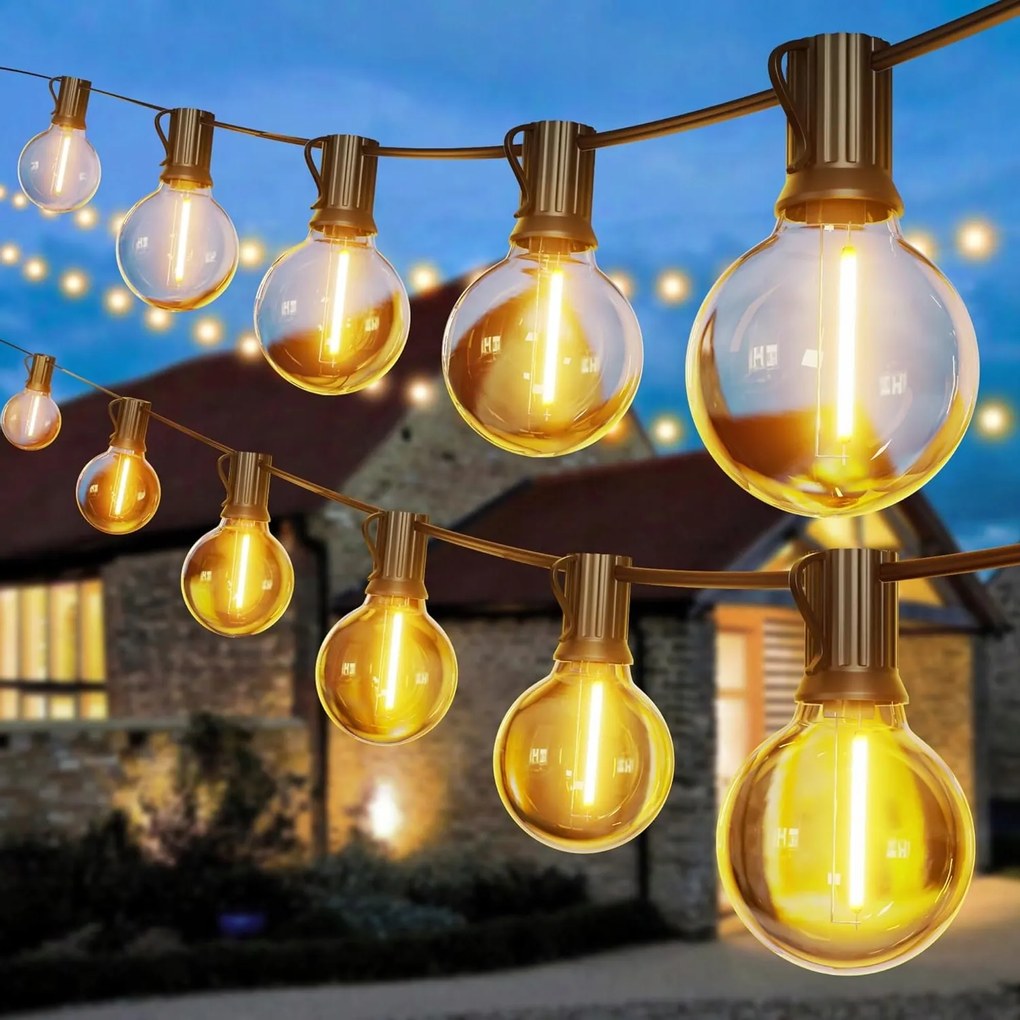 Napelemes kerti girland lámpa 30x Led izzó erkélyre 18m IP44