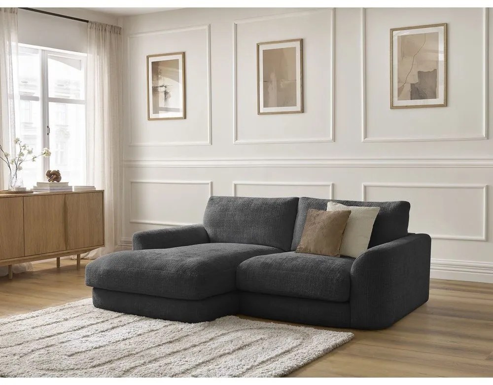 Fekete zsenília sarokkanapé (bal oldali-heverő résszel) Leonore – Bobochic Paris