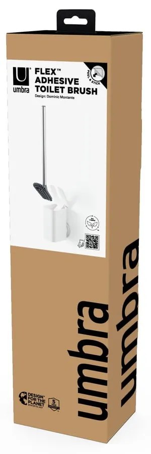 Fehér öntapadós újrahasznosított műanyag WC-kefe Flex Adhesive – Umbra