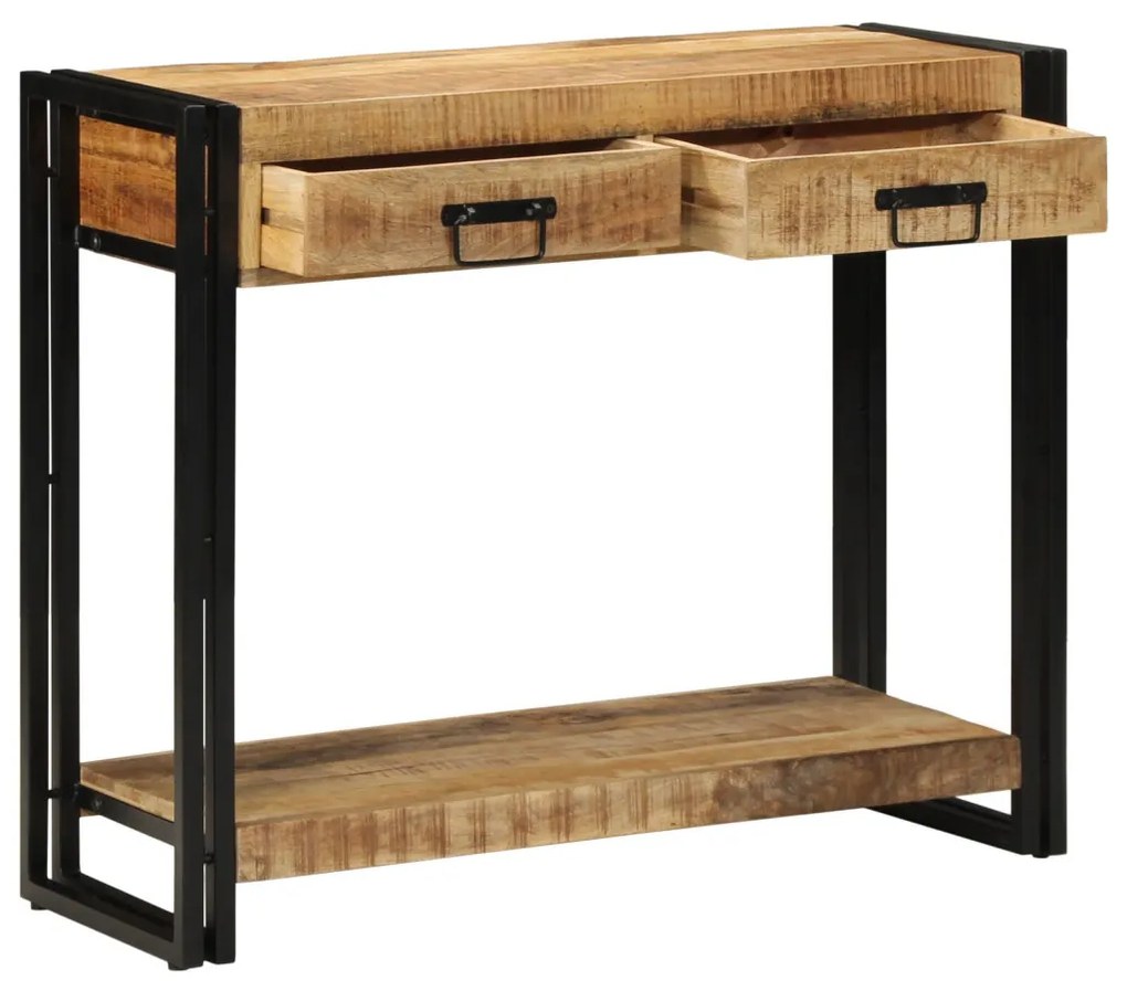 Konzolasztal 90x33x75 cm Tömör durva mangófából