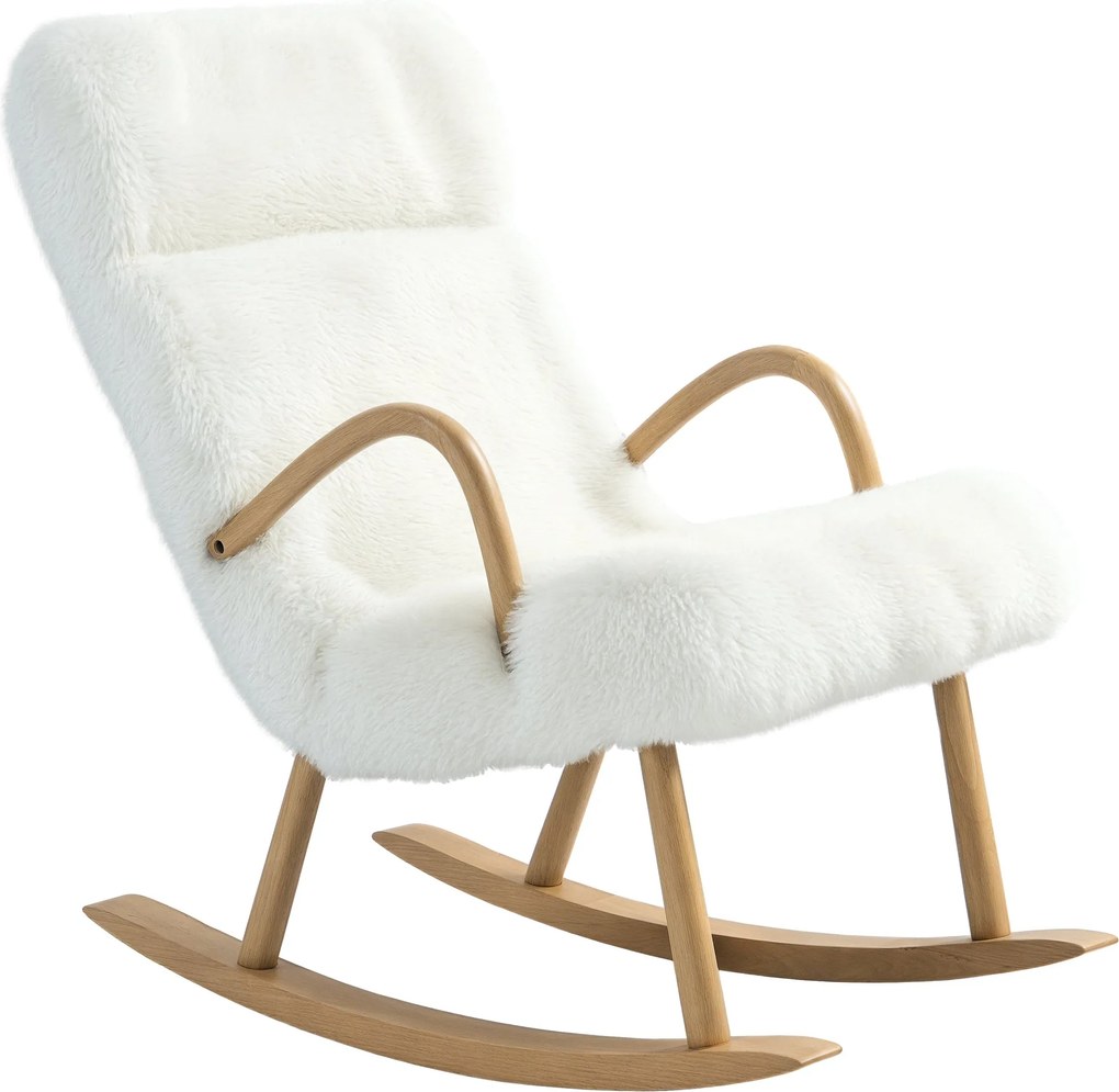 HOMCOM Hintaszék, Karosszék Szoptatószék Gyapjú Optikával, 120 kg Teherbírású Hintaszék, Fehér | Aosom