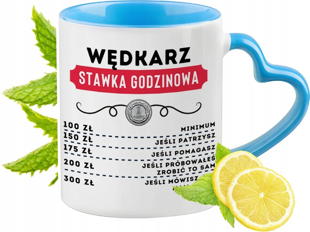 Horgászoknak Kék Bögre Szív Alakú Füllel Ajándék