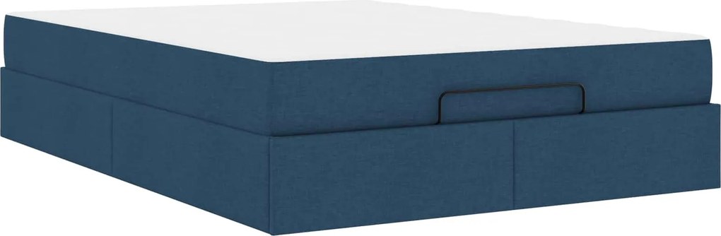 vidaXL Ágykeret matraccal matracmal 2 pcs Kék szövet