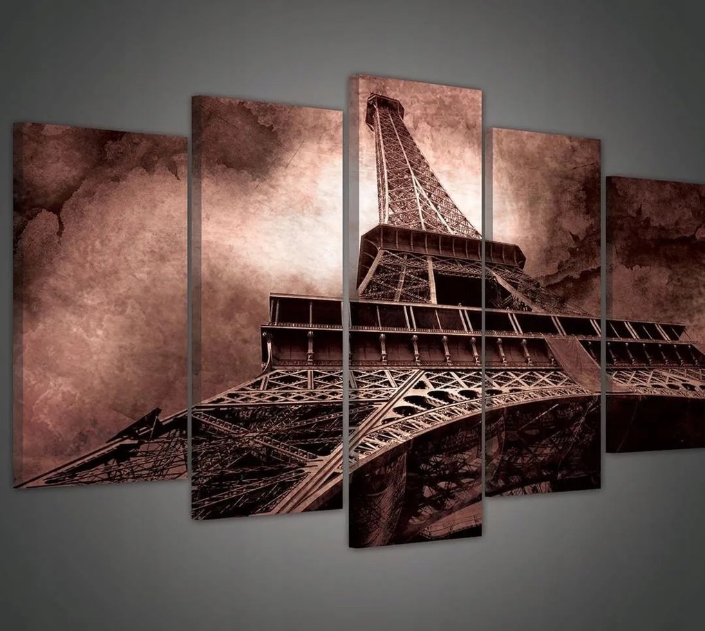 Vászonkép 100x60 Eiffel-torony Párizs Franciaország szépia vintage város építészet