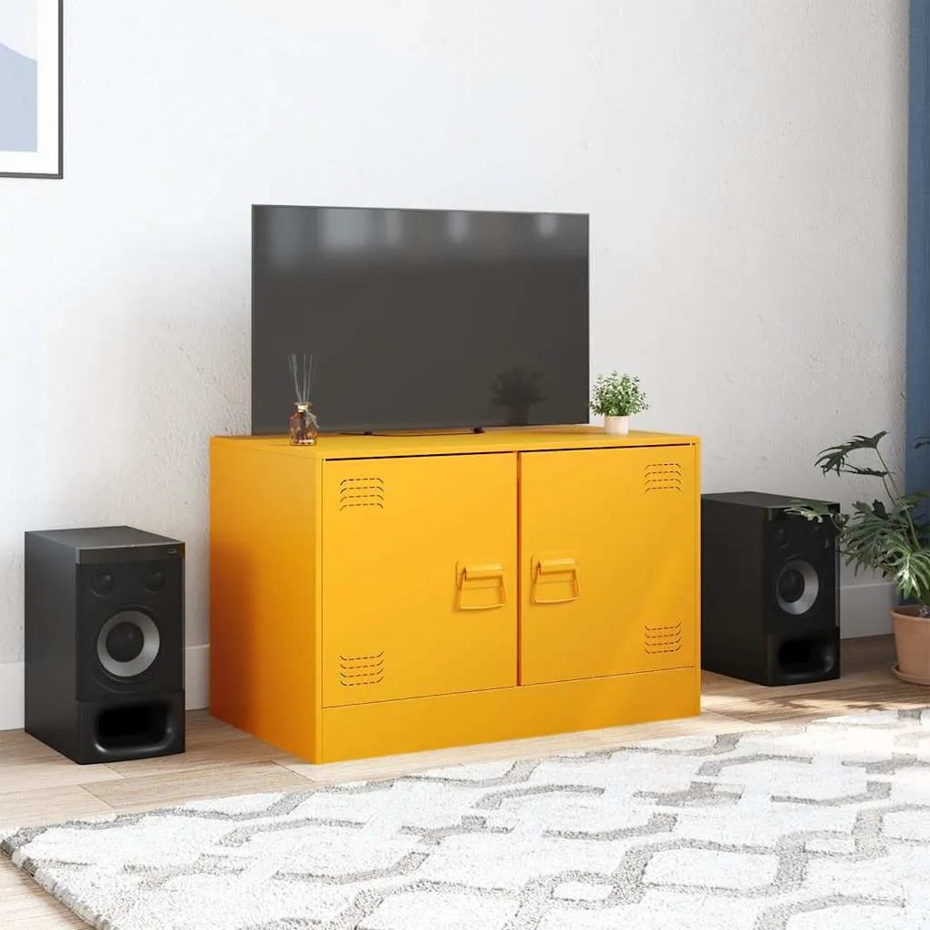 mustársárga acél TV-szekrény 67 x 39 x 44 cm