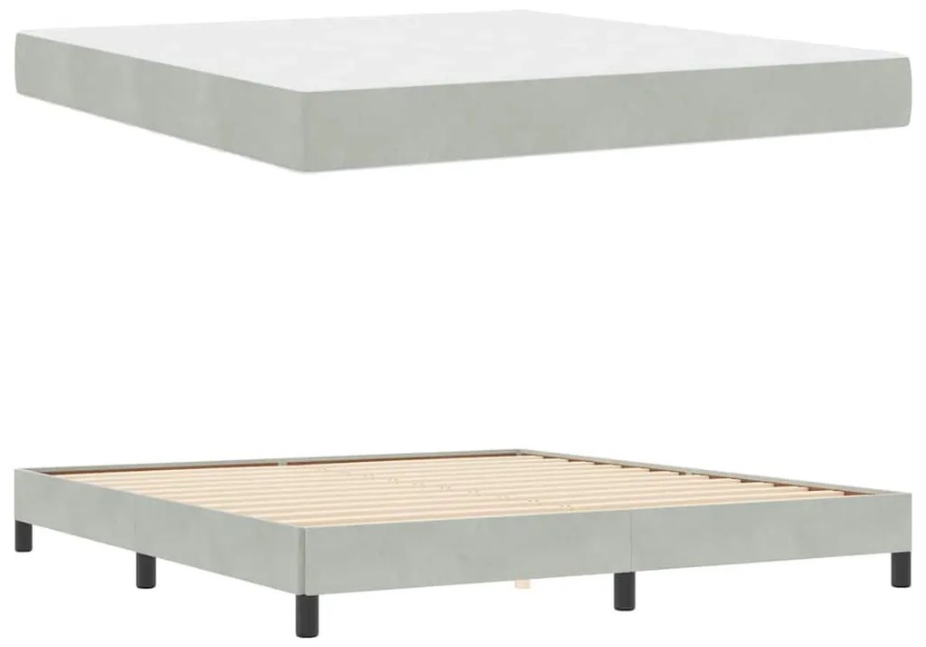 Boxspring ágy matraccal Világosszürke 180 x 200 cm Bársony