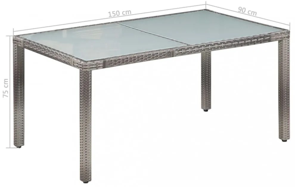 7-részes szürke polyrattan kültéri étkezőszett párnákkal