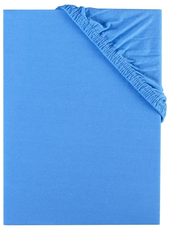 EMI kék 100% pamutjersey gumis lepedő, 90x200-as lap