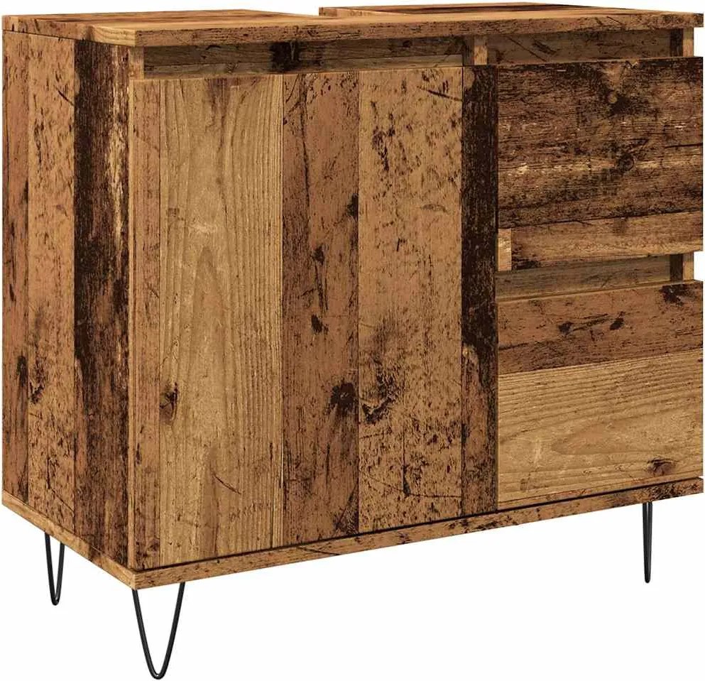 vidaXL antik fa színű szerelt fa mosdószekrény 65 x 33 x 60 cm