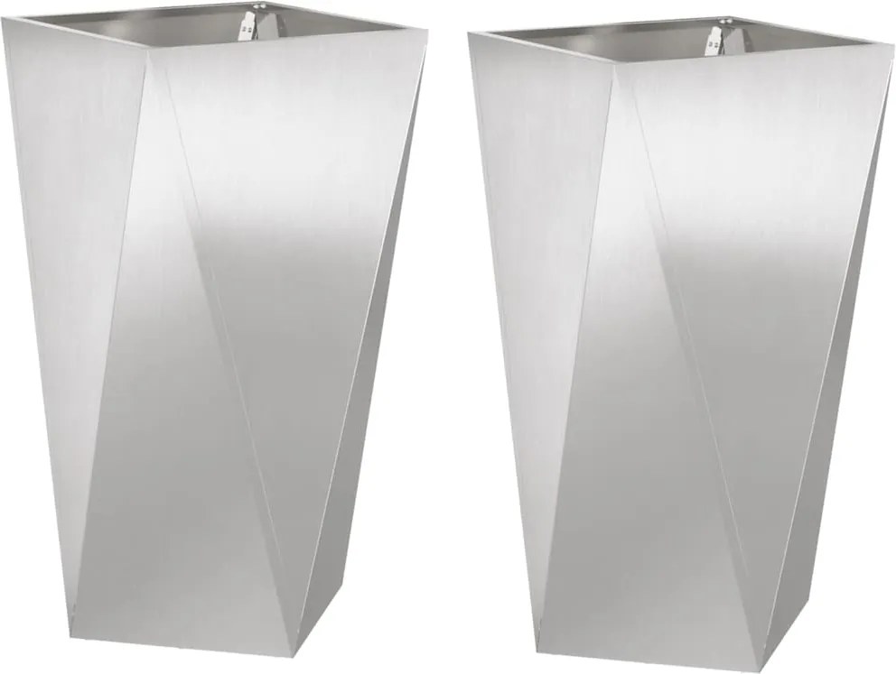 vidaXL Növénytartó 2 pcs Ezüst 40 x 40 x 75 cm Rozsdamentes acél
