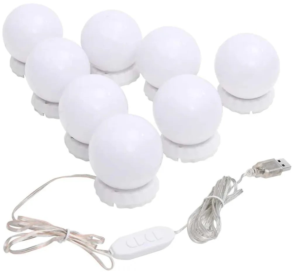 ívelt üvegtükör LED-lámpákkal 60 x 40 cm